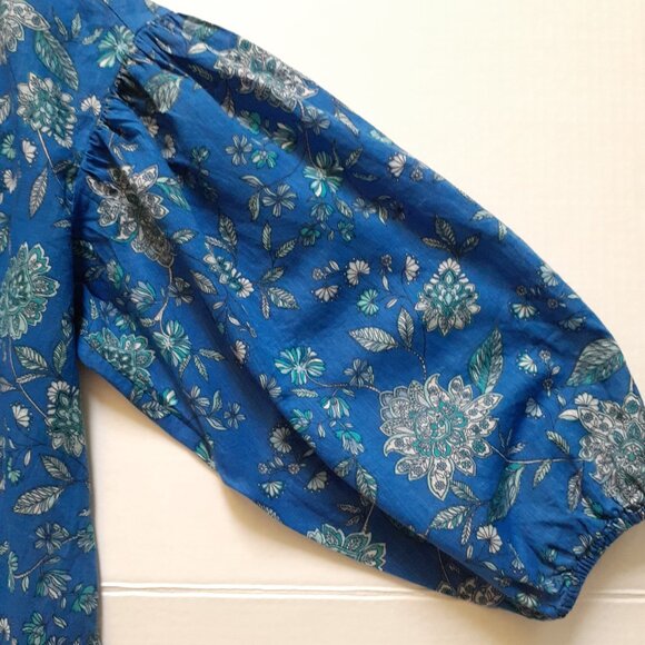 J. Jill Oversized Split-Neck Top in Royal Blue Thriving Jacobean Size S - Picture 6 of 11